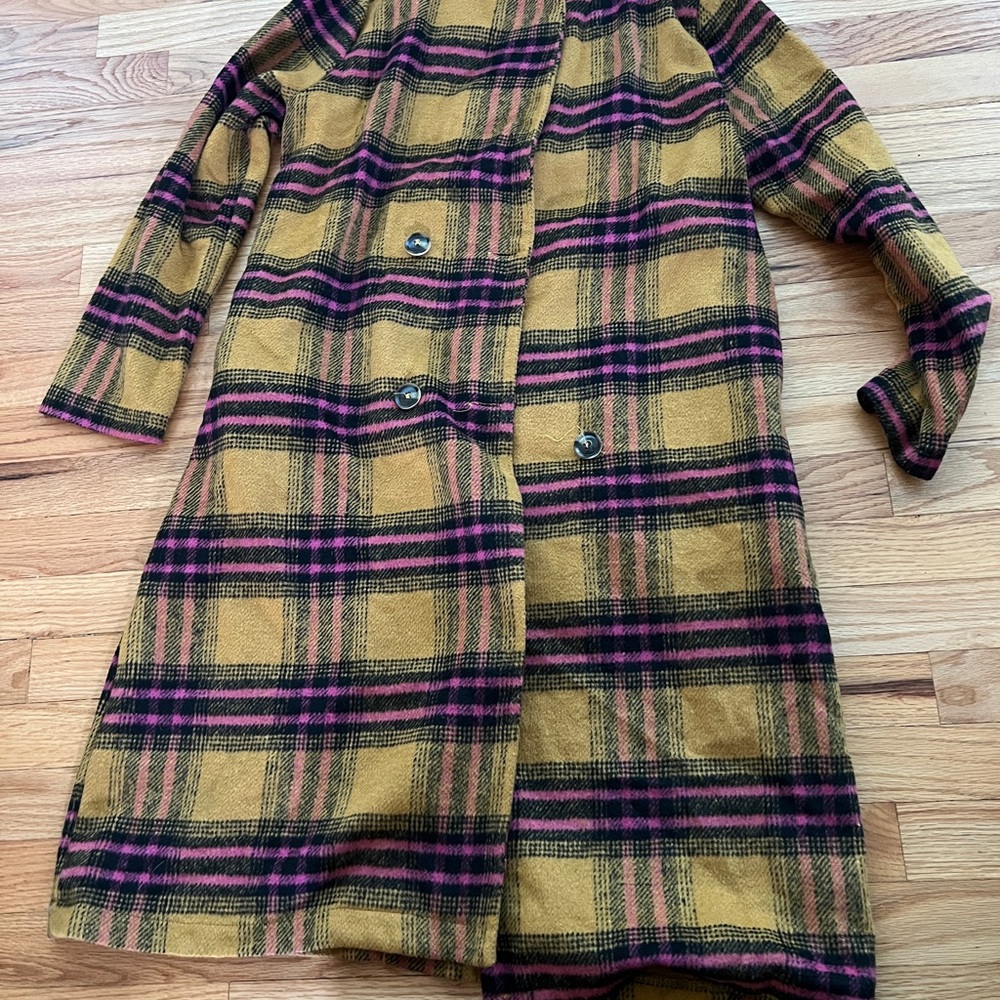 DRESSED IN LALA Plaid Yellow and Pink Coat